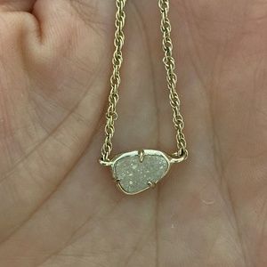 Kendra Scott Necklace - Clear Druzy, Gold Chain